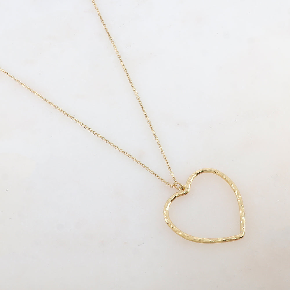 Sautoir avec pendentif cœur martelé (60+5CM)