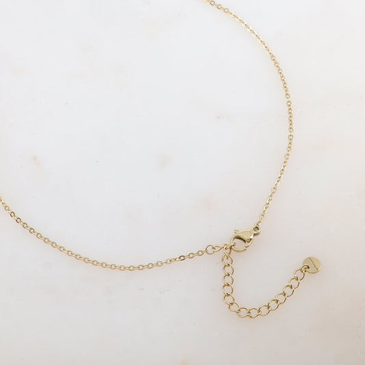 Collier avec 2 anneaux, pampille ronde avec étoile gravée (55+5CM)