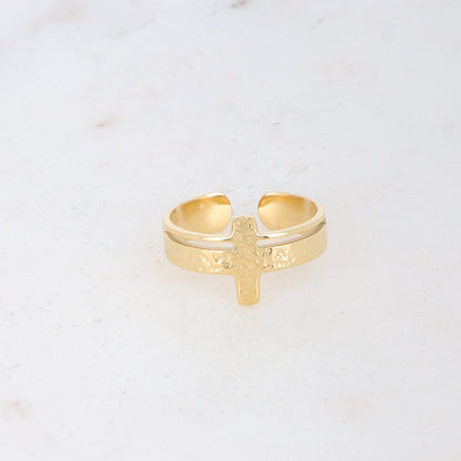 Bague avec barre verticale et texturée