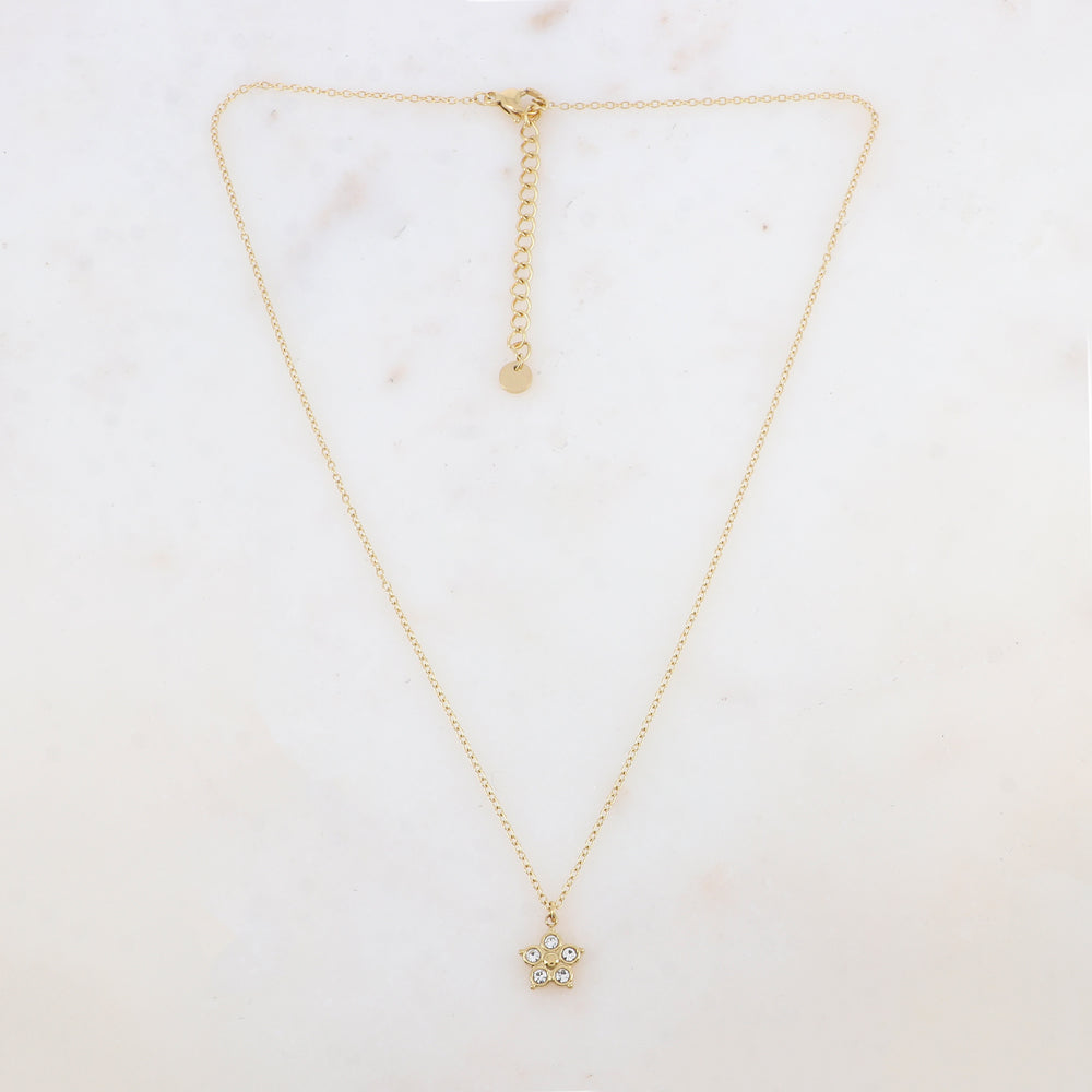 Collier avec pendentif fleur et strass (40+5CM)