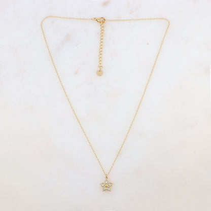 Collier avec pendentif fleur et strass (40+5CM)