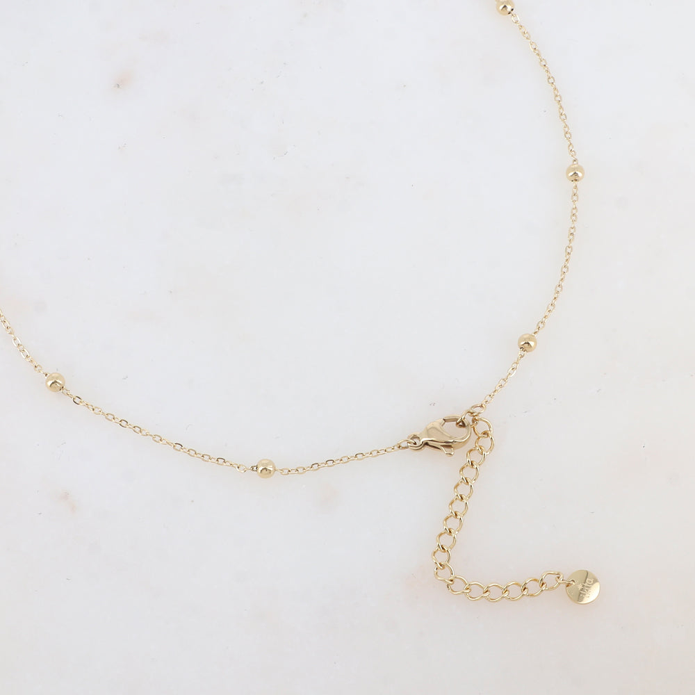 Sautoir avec pendentif anneau style bombé, pampille étoile (85+5CM)