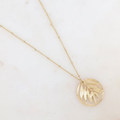 Sautoir avec pendentif anneau embelli de feuilles (60+5CM)