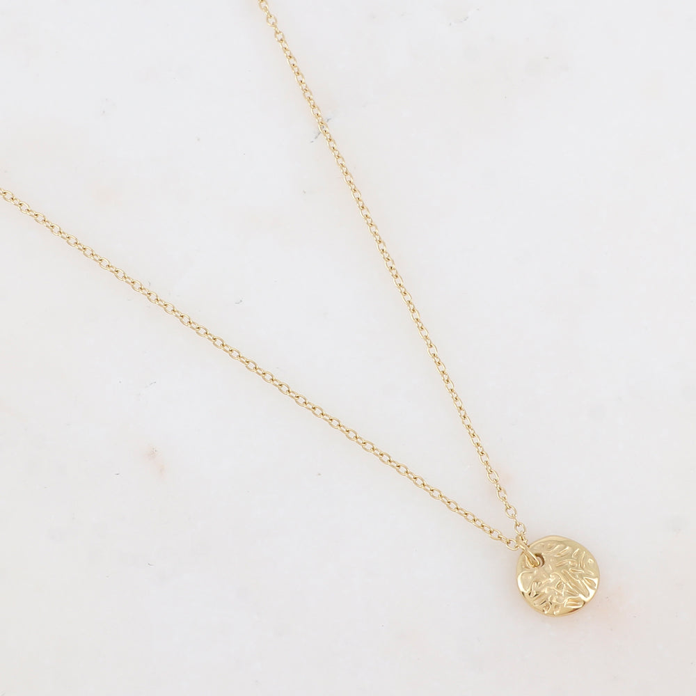 Collier avec pendentif rond martelé (40+5CM)