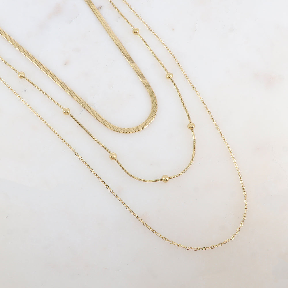 Collier trois rangs avec maille miroir (38/50/60+5CM)