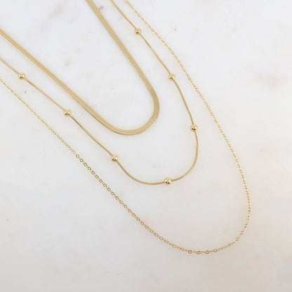 Collier trois rangs avec maille miroir (38/50/60+5CM)