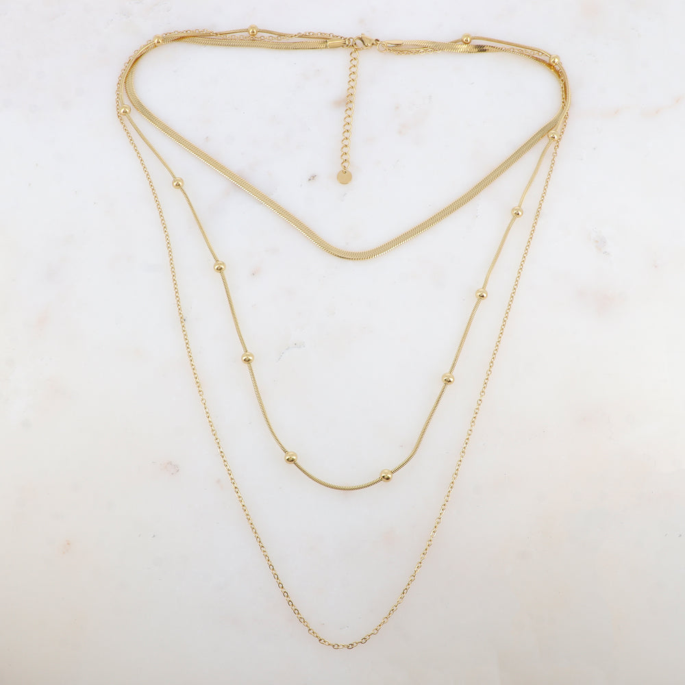 Collier trois rangs avec maille miroir (38/50/60+5CM)