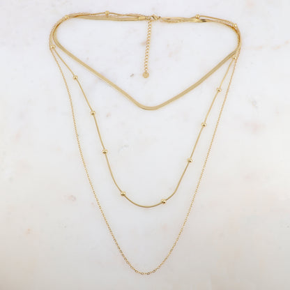 Collier trois rangs avec maille miroir (38/50/60+5CM)
