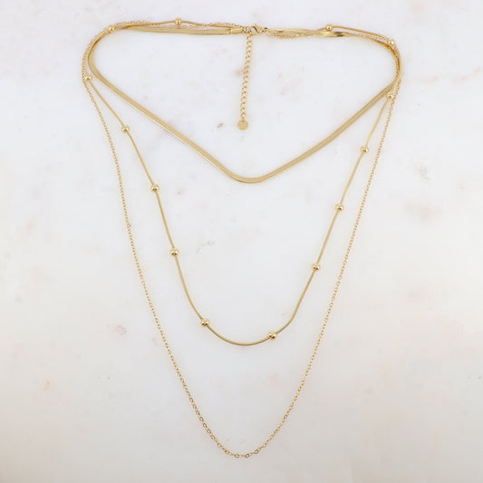 Collier trois rangs avec maille miroir (38/50/60+5CM)