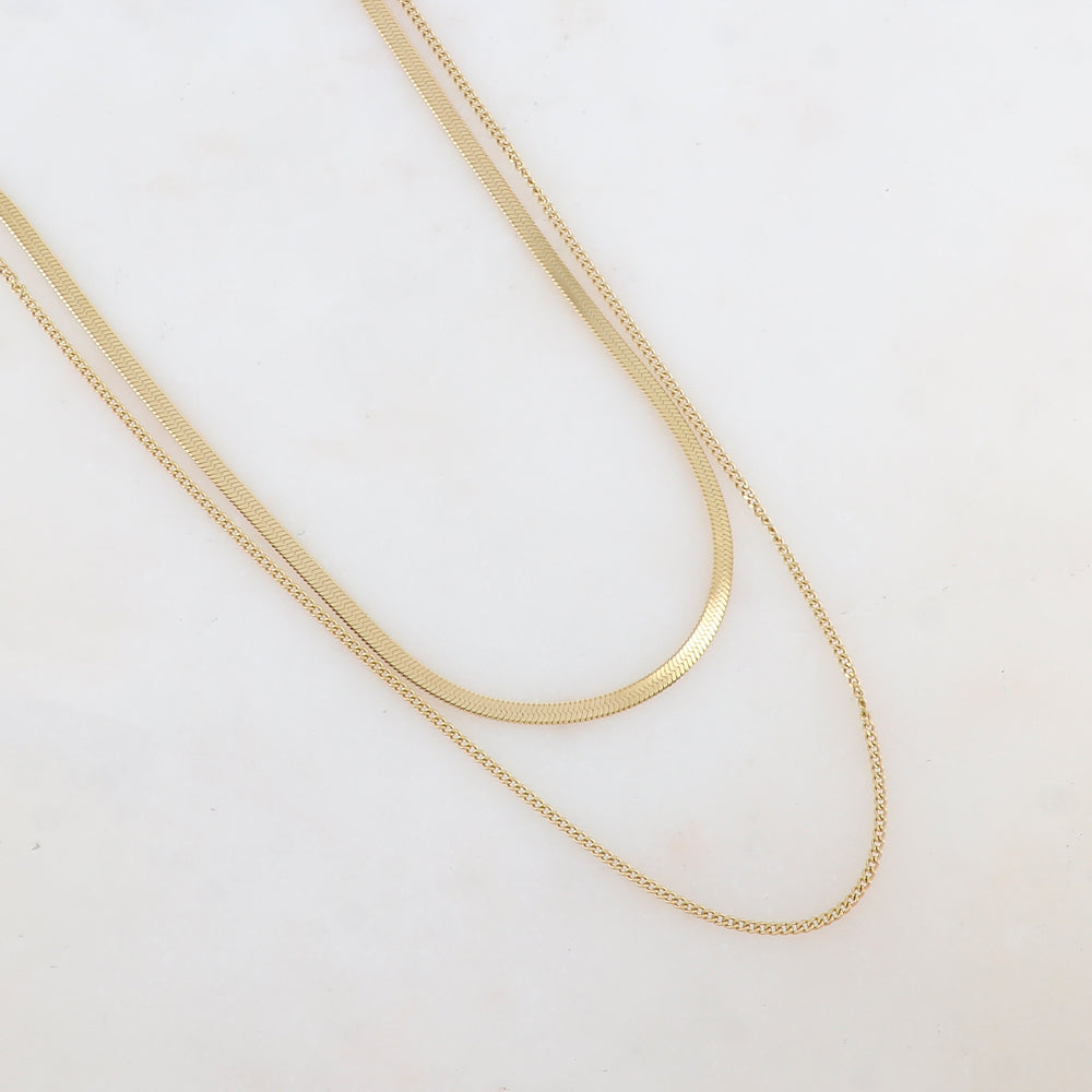 Collier deux rangs avec maille miroir (39/56+7CM)