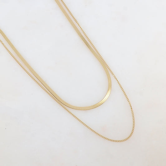 Collier deux rangs avec maille miroir (39/56+7CM)