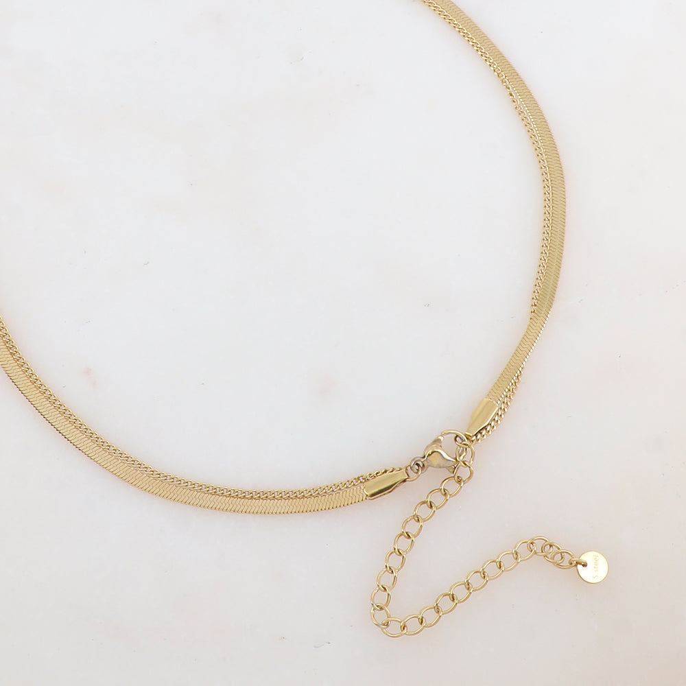 Collier deux rangs avec maille miroir (39/56+7CM)