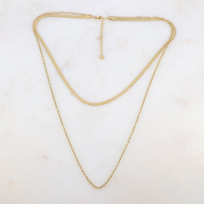 Collier trois rangs avec maille miroir (40/55+5CM)