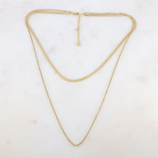Collier trois rangs avec maille miroir (40/55+5CM)