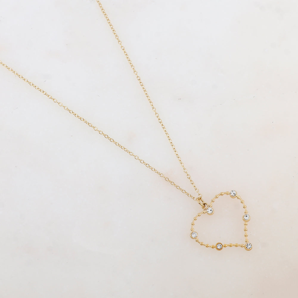 Collier avec pendentif cœur, strass (40+5CM)