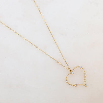 Collier avec pendentif cœur, strass (40+5CM)