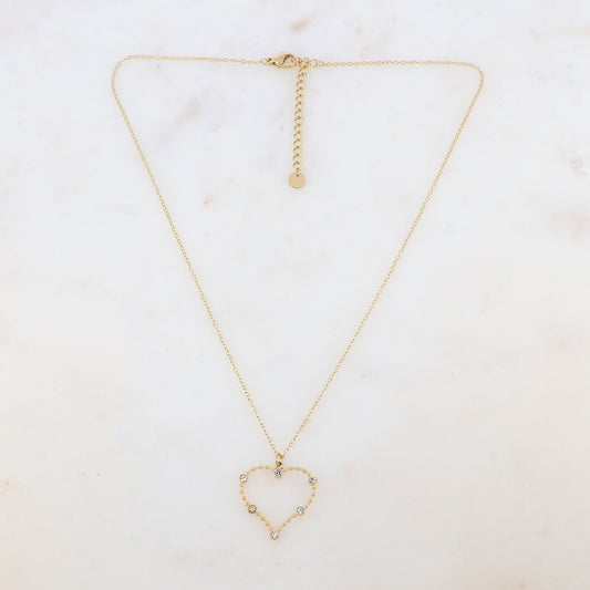 Collier avec pendentif cœur, strass (40+5CM)