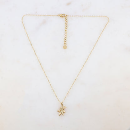 Collier avec pendentif embelli de feuilles (40+5CM)