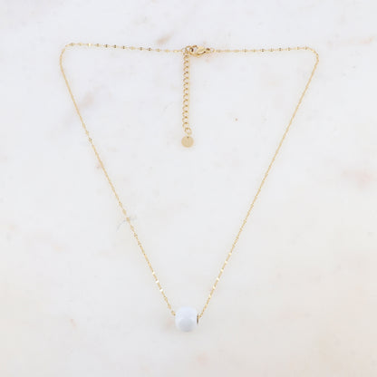Collier avec pendentif boule émaillé (effet miroir) (40+5CM)