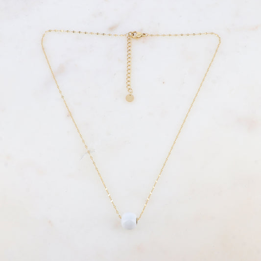 Collier avec pendentif boule émaillé (effet miroir) (40+5CM)