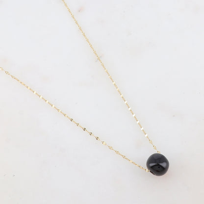 Collier avec pendentif boule émaillé (effet miroir) (40+5CM)