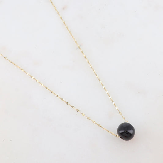 Collier avec pendentif boule émaillé (effet miroir) (40+5CM)