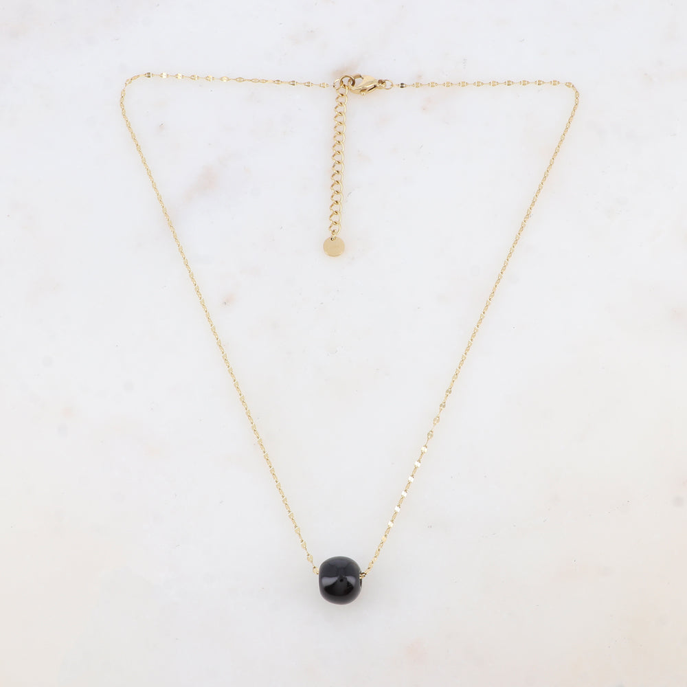 Collier avec pendentif boule émaillé (effet miroir) (40+5CM)