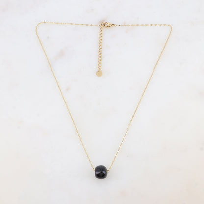 Collier avec pendentif boule émaillé (effet miroir) (40+5CM)