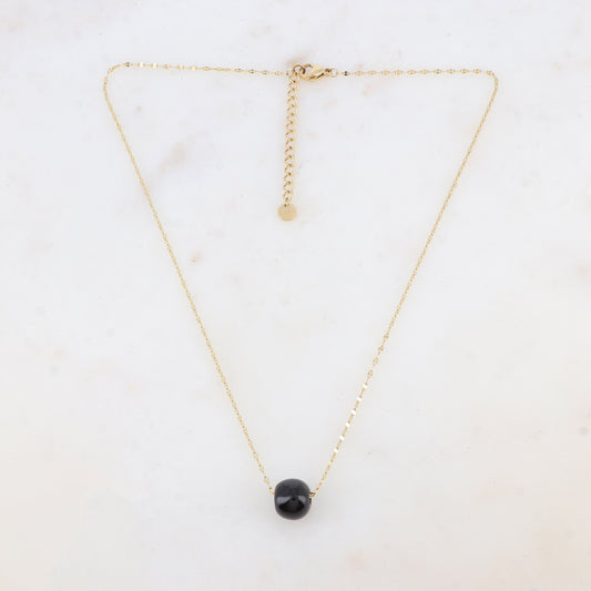 Collier avec pendentif boule émaillé (effet miroir) (40+5CM)