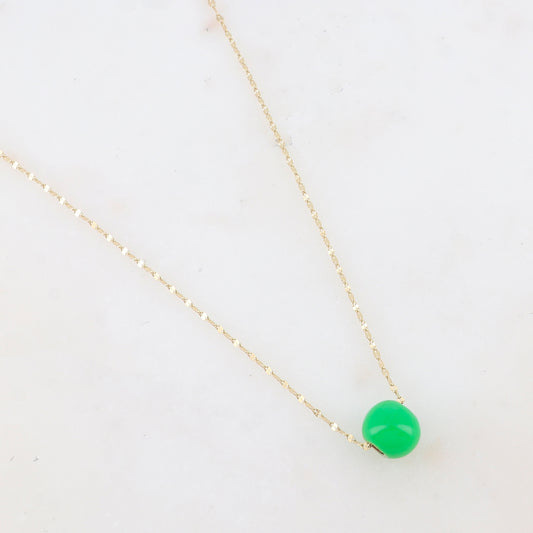 Collier avec pendentif boule émaillé (effet miroir) (40+5CM)