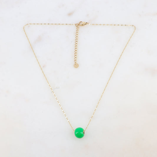 Collier avec pendentif boule émaillé (effet miroir) (40+5CM)