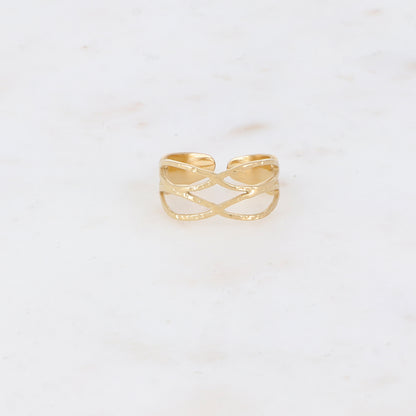 Bague avec 4 anneaux croisés texturés