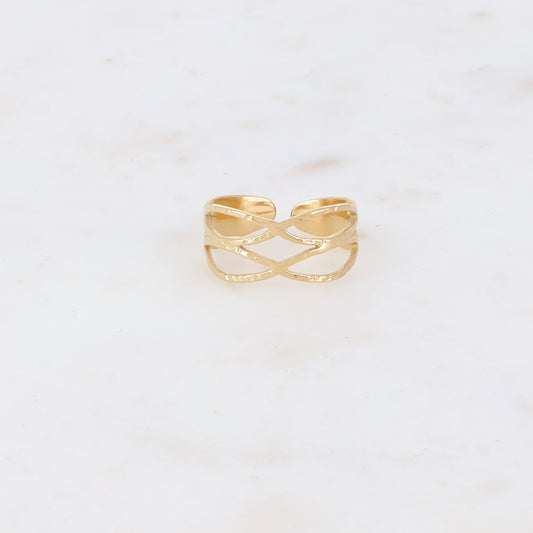 Bague avec 4 anneaux croisés texturés