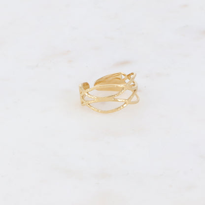 Bague avec 4 anneaux croisés texturés
