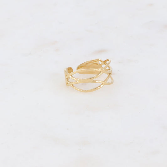 Bague avec 4 anneaux croisés texturés