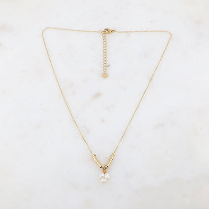 Collier avec petites rondelles et 3 petites perles d'eau douce (40+5CM)