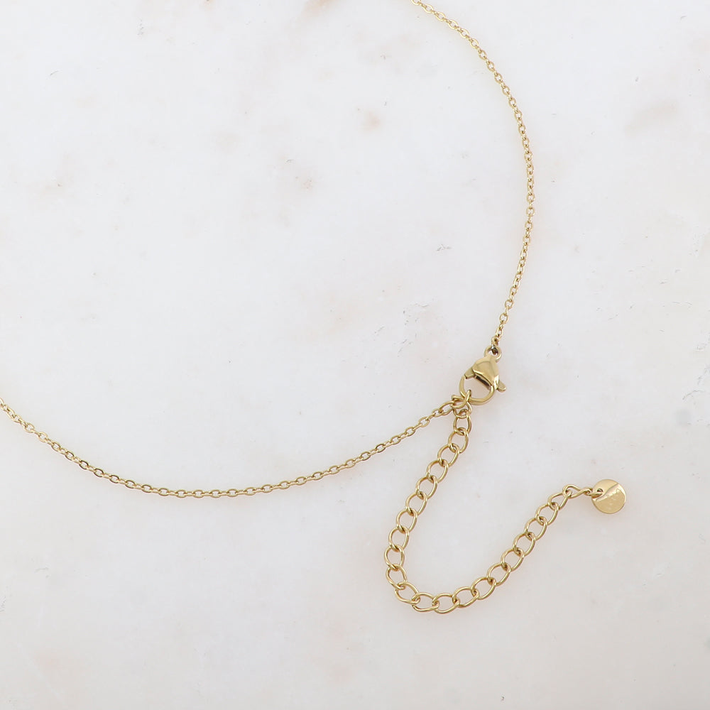 Collier avec pendentif 3 chaînes tombantes, pampilles géométriques lisses et martelées (39+7CM)