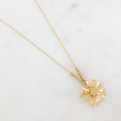 Collier avec petites rondelles et pendentif fleur (40+5CM)