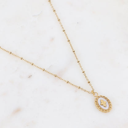 Collier avec pièce ovale, étoile, nacre (45+5CM)