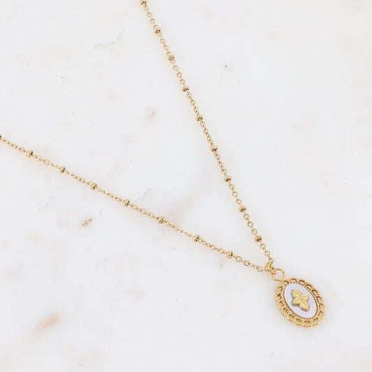 Collier avec pièce ovale, étoile, nacre (45+5CM)