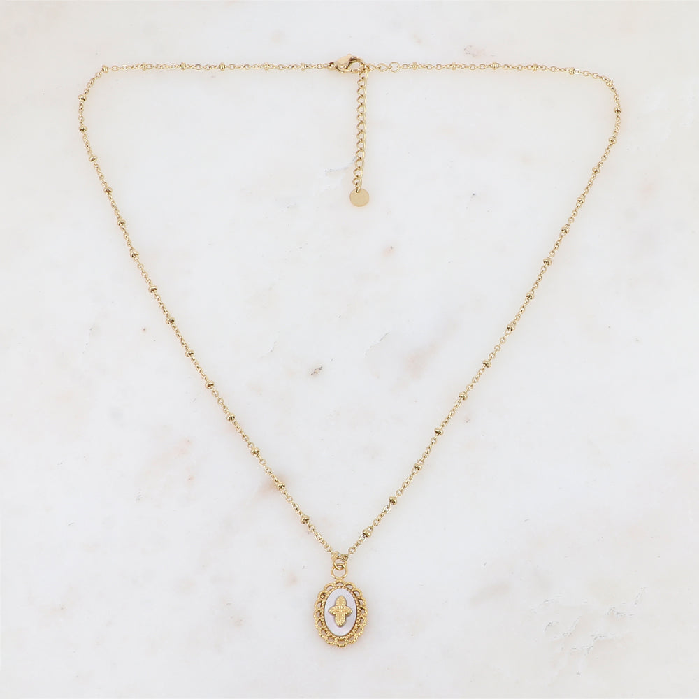 Collier avec pièce ovale, étoile, nacre (45+5CM)
