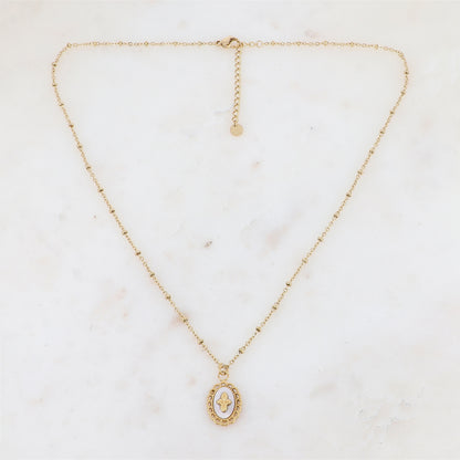 Collier avec pièce ovale, étoile, nacre (45+5CM)