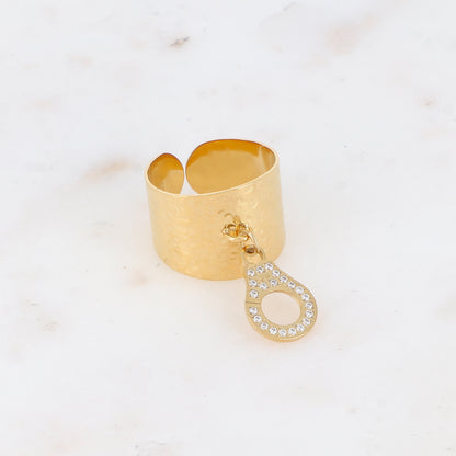 Bague avec pampille menotte et strass