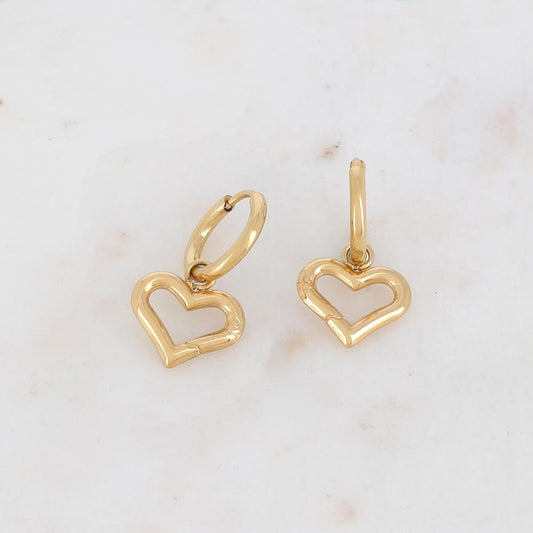Créoles avec un pendant cœur 1,4 x 2,6 cm