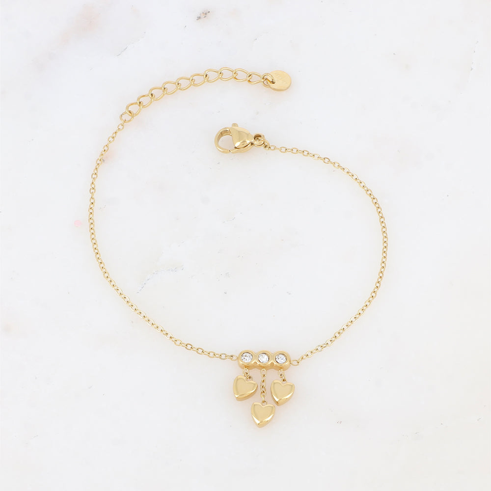 Bracelet avec chaînes, cœurs et strass