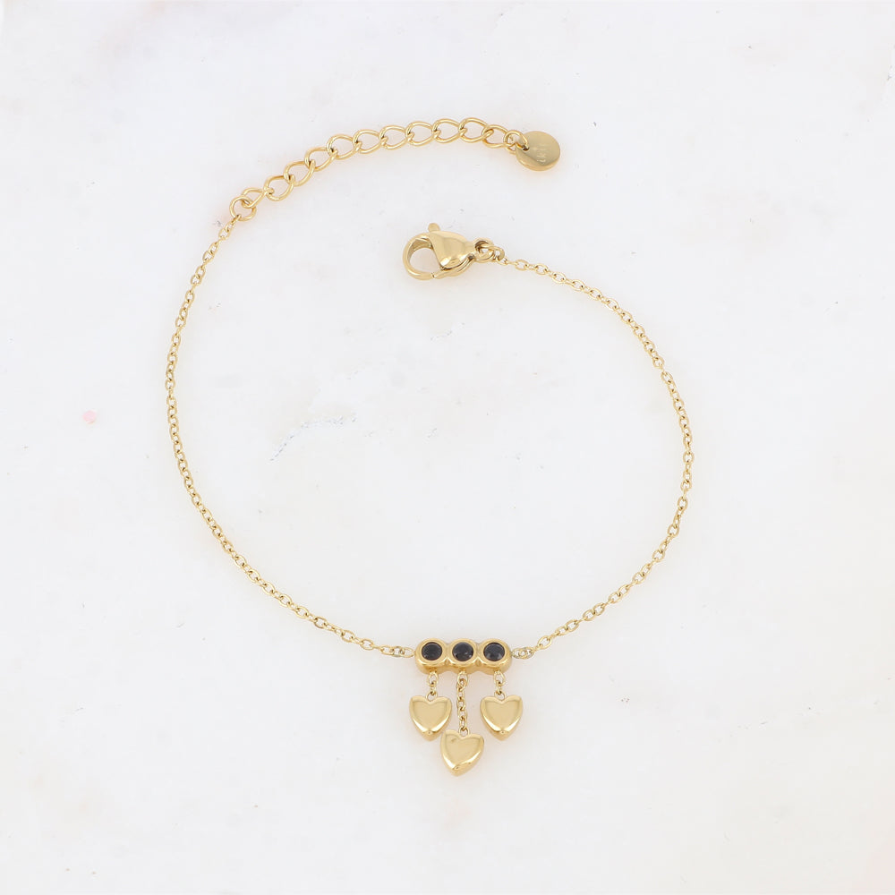 Bracelet avec chaînes, cœurs et strass