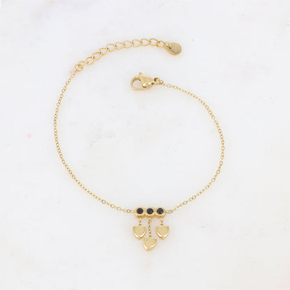 Bracelet avec chaînes, cœurs et strass
