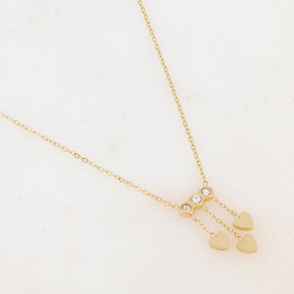 Collier avec chaînes, cœurs et strass (38+5CM)