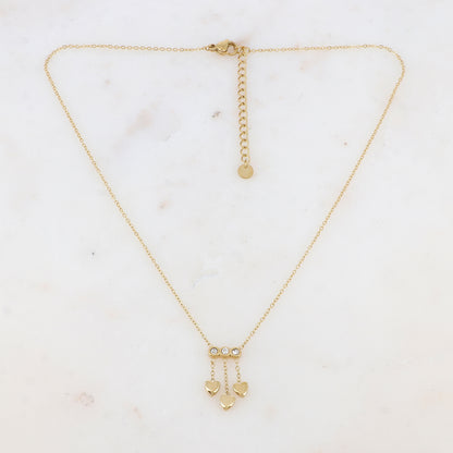 Collier avec chaînes, cœurs et strass (38+5CM)
