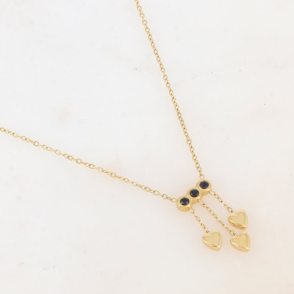 Collier avec chaînes, cœurs et strass (38+5CM)